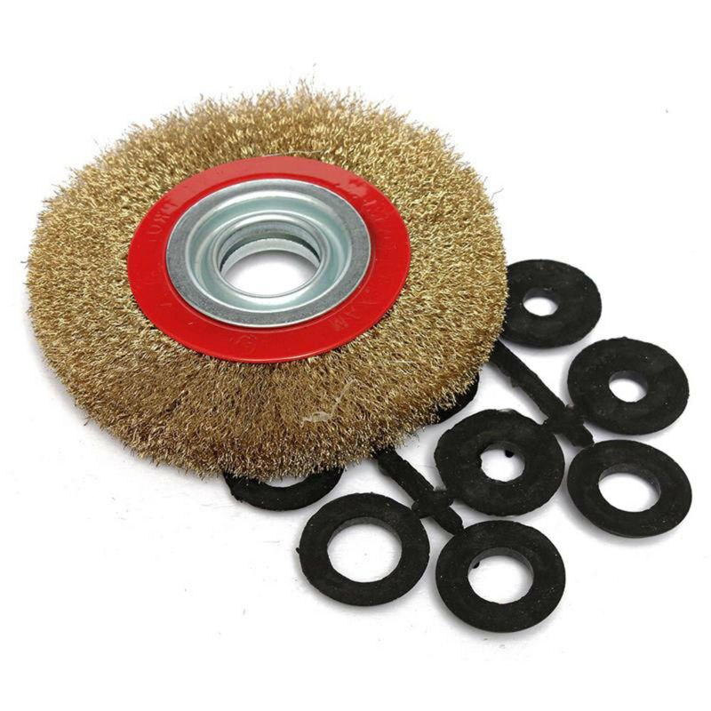 125mm Round Brass Plated Steel Wire Brush Wheel For Bench Grinder Power Tools Round Copper-Plated Steel Wire Brush Wheel