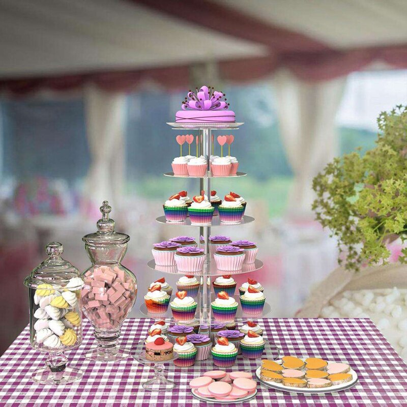 Cake Houder Ronde Acryl Cupcake 3 4 5 6 7 Tier Cake Stand Monteren Demonteren Thuis Verjaardag Gereedschap Party Stand decoratie