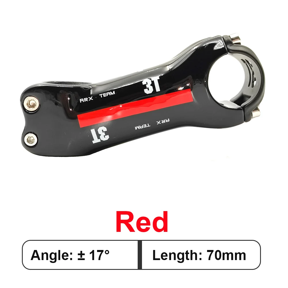 Vástago de bicicleta de carbono 3T de superior, vástago de bicicleta de carretera T800, ángulo de vástago de fibra de carbono para bicicleta de montaña de 6/17 grados/diámetro del dirección 28,6mm, piezas de bicicleta: Azul