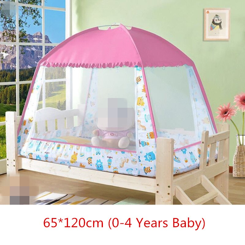 Tenda a rete per dormire per bambini estivi con staffa grande spazio per bambini zanzariera baldacchino per 0-8 anni biancheria da letto per bambini culla rete 4 dimensioni: 65x120cm pink