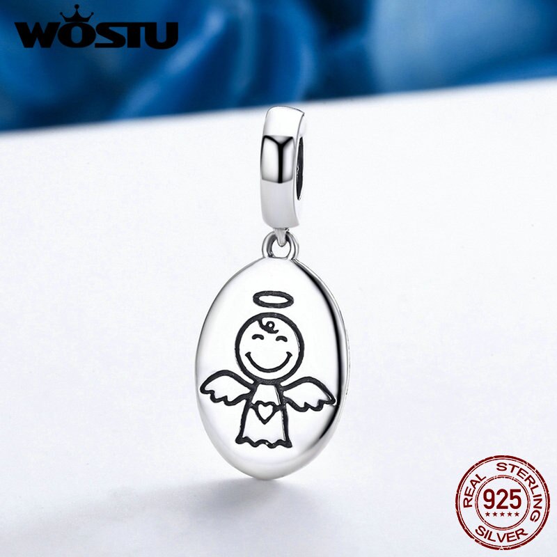 WOSTU 100% 925 Sterling Silver Guardian Angel Dangle Bead Fit Original WST Charm Bracelet Jewelry CQC328