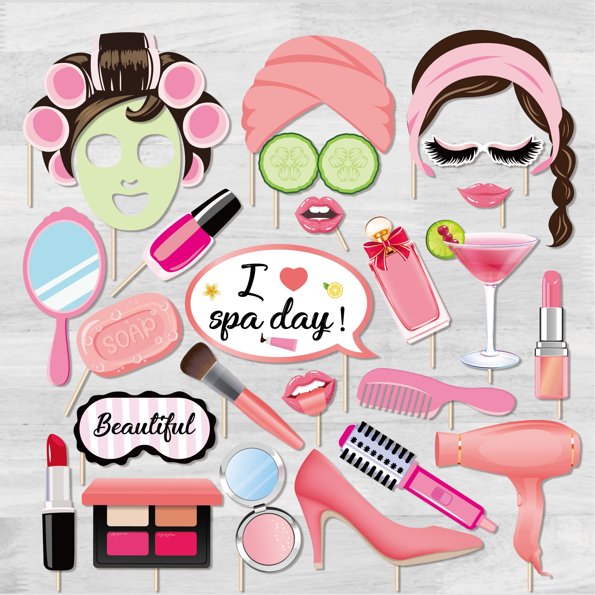 Décorations de fête à thème de maquillage, bricolage, accessoires de photomaton à rouge à lèvres, fournitures de fête d'anniversaire pour filles, fournitures de mariage, 25 pièces