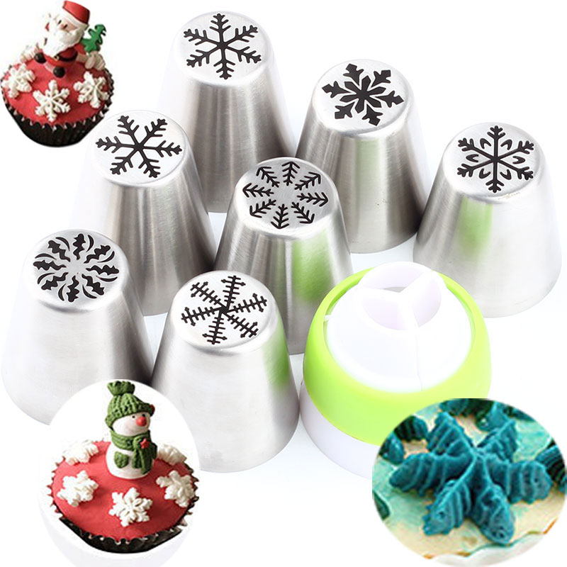 7 Pcs Rvs Piping Icing Party Nozzles Bakken Gebak Gereedschap Russische Tips En Bakken Taart Tools 1 Pcs Converter koppeling