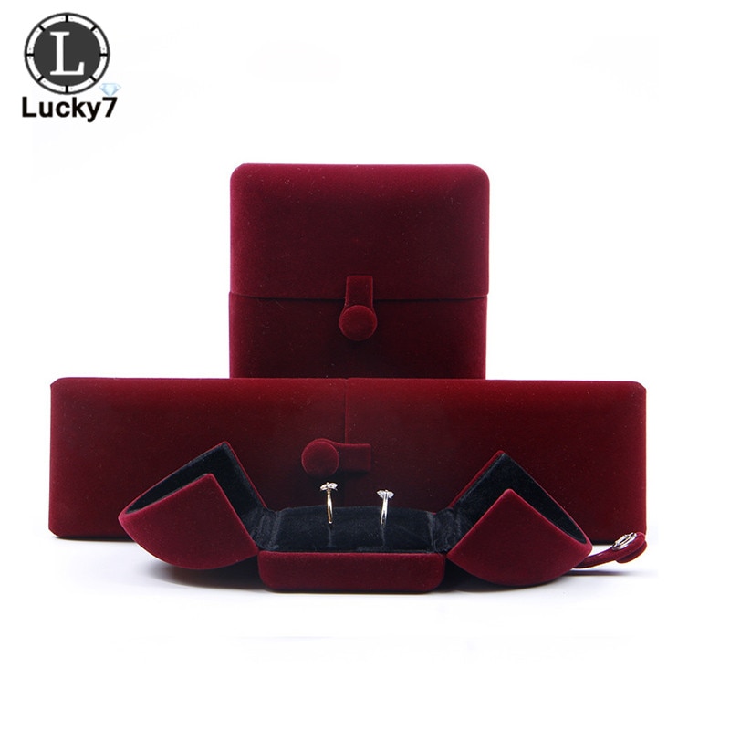 Simple red double open marriage jewelry box wedding ring pendant ring box bracelet necklace wedding box