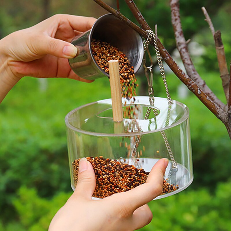 Acrylic Bird Food Box Bird Feeder Flower Hanging Feeder Clear Glass Window Garden Decoration Feeder Suction Cup Mount Birdhouse