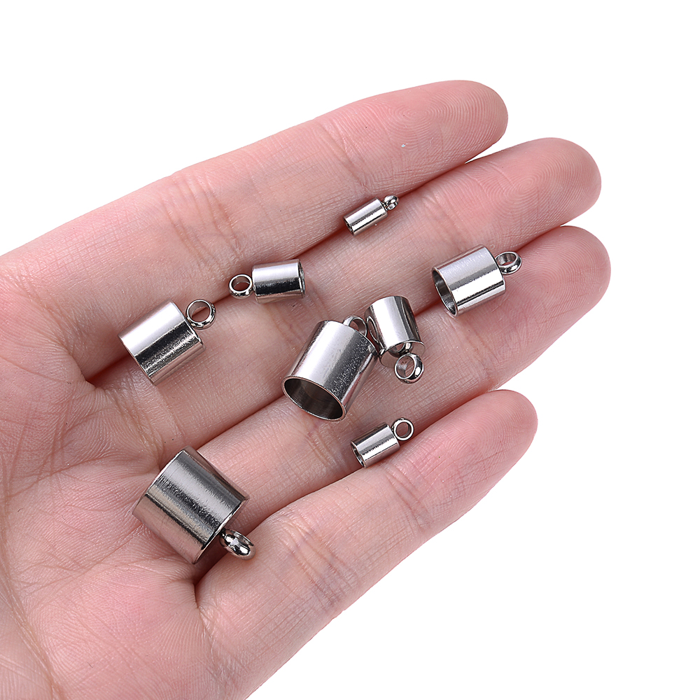 2/3/4/5/6/8/10mm Stainless Steel Connectors End Tip Caps End Crimp Beads Thread Tail End Stopper for Jewelry Making Bracelet