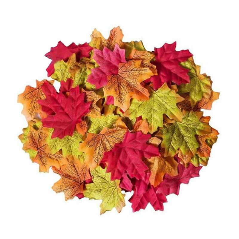 100 Pieces Of Maple Leaf Artificial Leaves Simulation Decorative Fall Leaves For Home Wedding Party Halloween Decoration