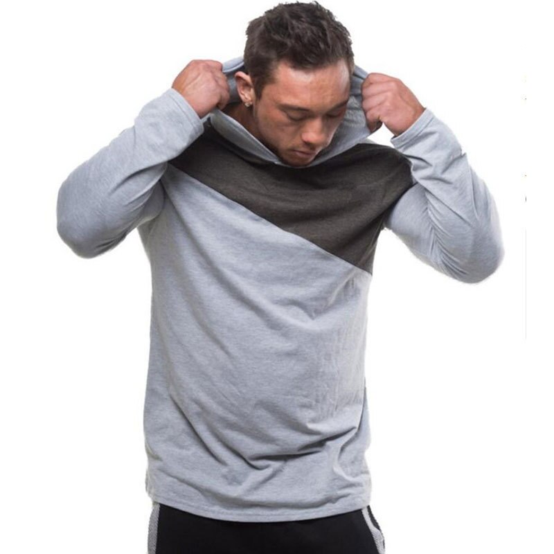 Mænds træningstræning langærmet hætteklædte sweater bomuld løbstræning hætteklædte sweatshirts gym slanke mænd blinde pullovere