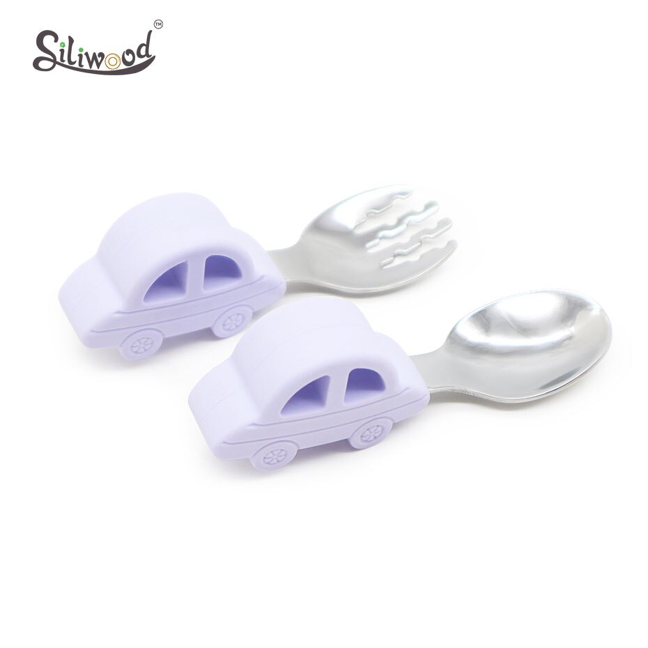 Vauvan astiat silikonilautanen imutarjotin liukueste minimatto taapero astiasto lasten astiasto lasten vauvanruokien syöttökulho: Violetti haarukka lusikka