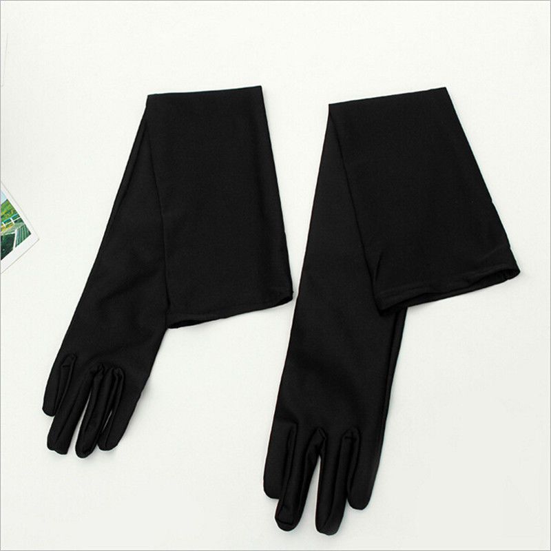 Guantes clásicos elásticos de satén para adultos, guantes largos de encaje blanco, negro, blanco, rojo y gris, accesorios de boda