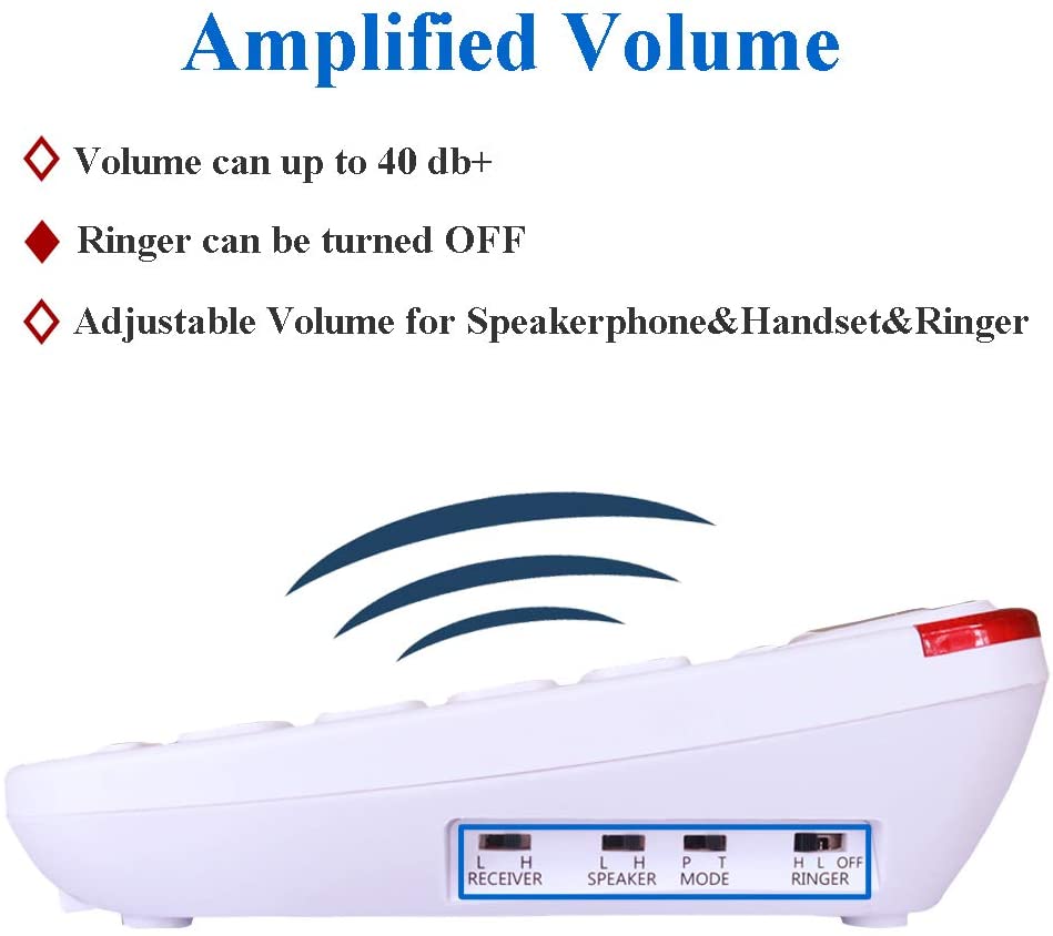 KerLiTar P45W Big Button Corded Phone with 3 One-Touch Speed Dial Picture Care Phone for Seniors Amplified Phone for Hearing Aid
