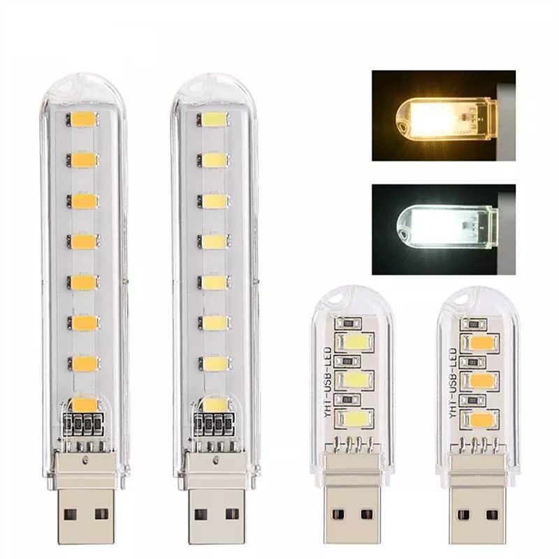 1 stks Mini 3 LEDs 8 LEDs USB 5 v LED nachtlampje Bureau Boek Leeslamp Camping USB Lamp kinderen Voor Mobiele Lader Laptops