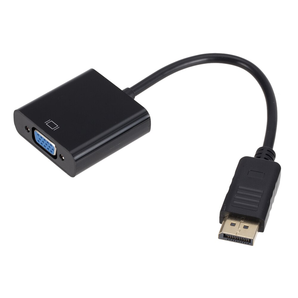 Grwibeou dp till vga adapter dp till vga kabel hane till hona dp till vga omvandlare för pc dator laptop hdtv monitor projektor: Svart
