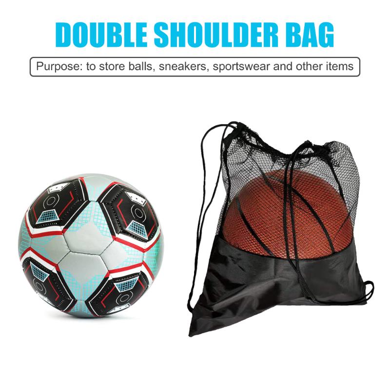 Multifunksjons svart basketball mesh poser bærbar fotball ball oppbevaringspose pose arrangør utendørs sports trening vesker