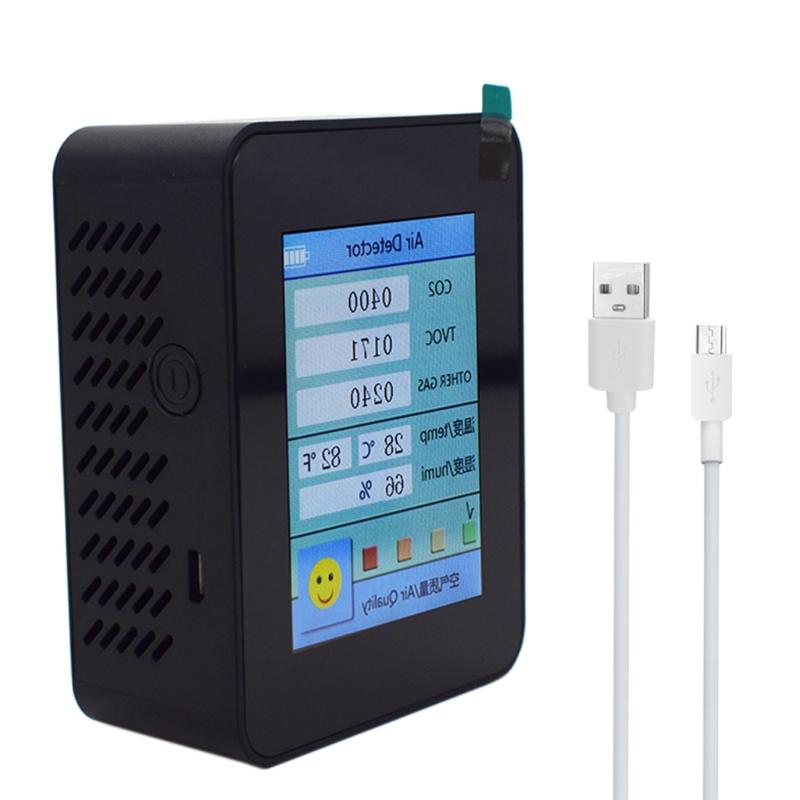 CO2 Meter Indoor Air Detector Rechargeable CO2 Tester with Carbon Dioxide TVOC Temperature Humidity Monitor 51BD: Black