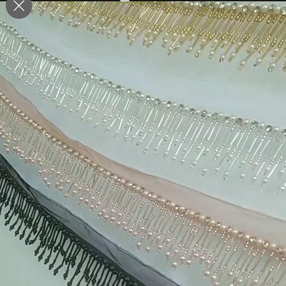 6cm Wide Pearl Beaded Fringe Dancewear Wedding Dress Costumes DIY Sewing Supplies