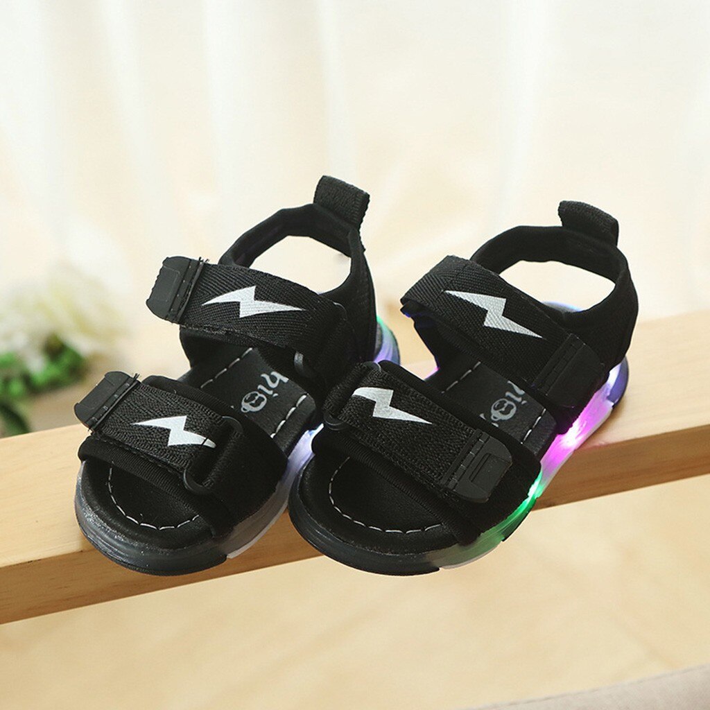 Children Sandals Summer Baby Boys Lightning Led Light Luminous Run Sport Sandals Sneakers Shoes Hollow Breathable Sandals