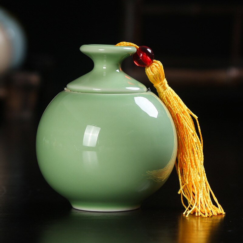 Wielofunkcyjne uszczelnione słoiki ceramiczne różne puszki na herbatę słoiki ceramiczne zamknięte puszki pojemniki w proszku puszki słoiki wielokolorowe słoiki: Zielone światło