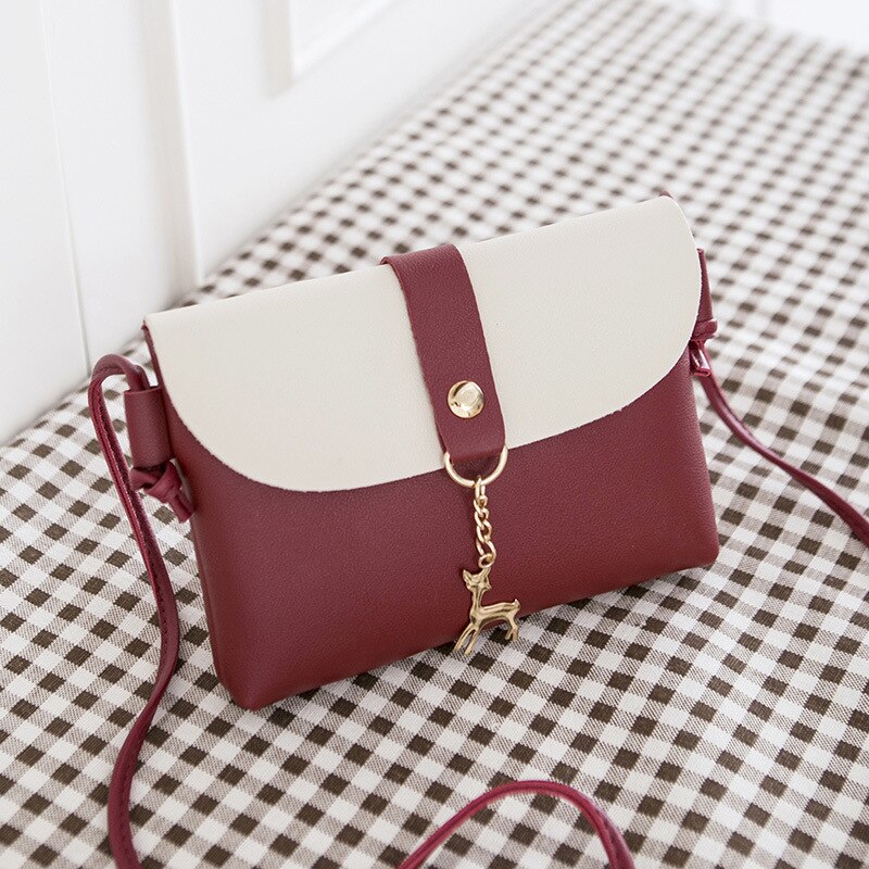 Women Girls Small Crossbody Purse With Pendant PU Leather Cross Body Shoulder Bag Phone Purse Handbags: Wine Red