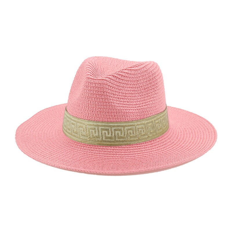 Cappelli per donna cappello a secchiello cappello estivo da donna cappello da sole solido cappelli di paglia fascia cappelli da spiaggia Casual per uomo cappello estivo Sombreros De Mujer: pink