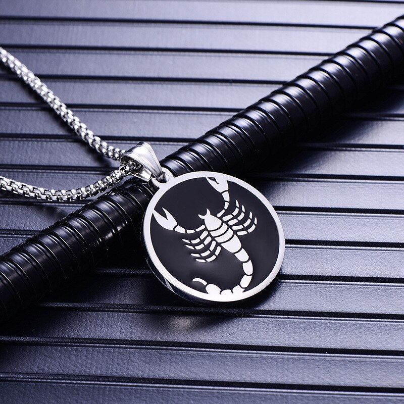 Zodiac sign 12 constellation pendants necklace men stainless steel male accessories simple silver necklace chains