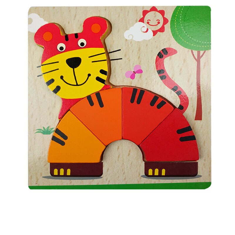 3D Wooden Puzzle Cartoon Animal Traffic Cognition Jigsaw Colorful Early Educational Toys For Children Kids Baby: Q