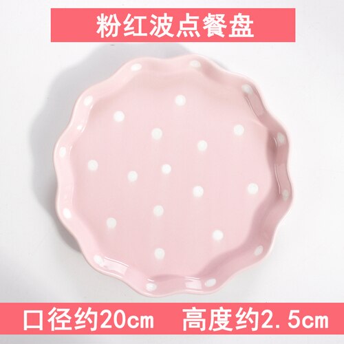 Djup tallrik platt japansk modern frukost västerländsk mat tallrik fat biff tallrik hushålls keramik frukt tallrik servis  lb41308: Rosa 20cm