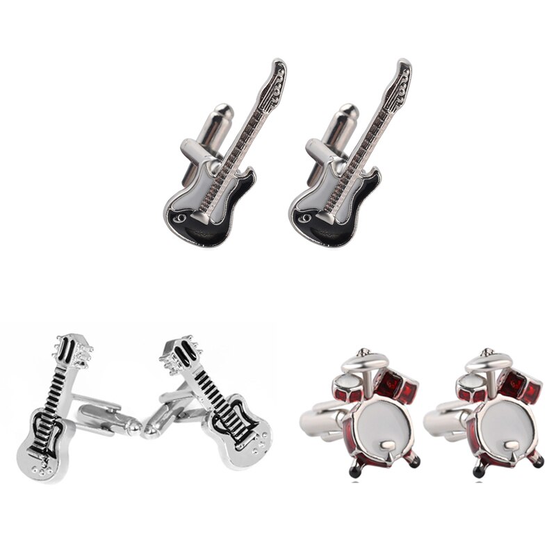 High-grade Musical Instruments Cuff Button Men Guitar Drums Violin Shirt Cufflinks Business Wedding Cufflink