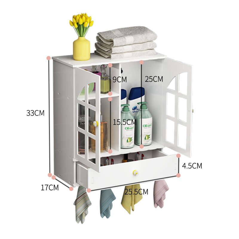 Bathroom Cabinets Shelf Wall-mounted Perforated Toilet Vanity Wall-mounted Desktop Storage Rack Organizer LO515321: B