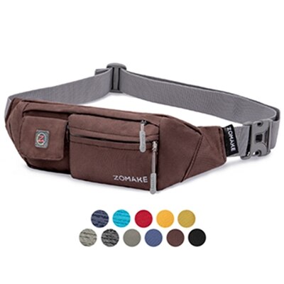 Zomake Waterfly Fanny Pack Slim Soft Polyester Waterbestendig Heuptas Pack Voor Man Vrouwen Carrying Iphone 8 Samsung S6: coffee