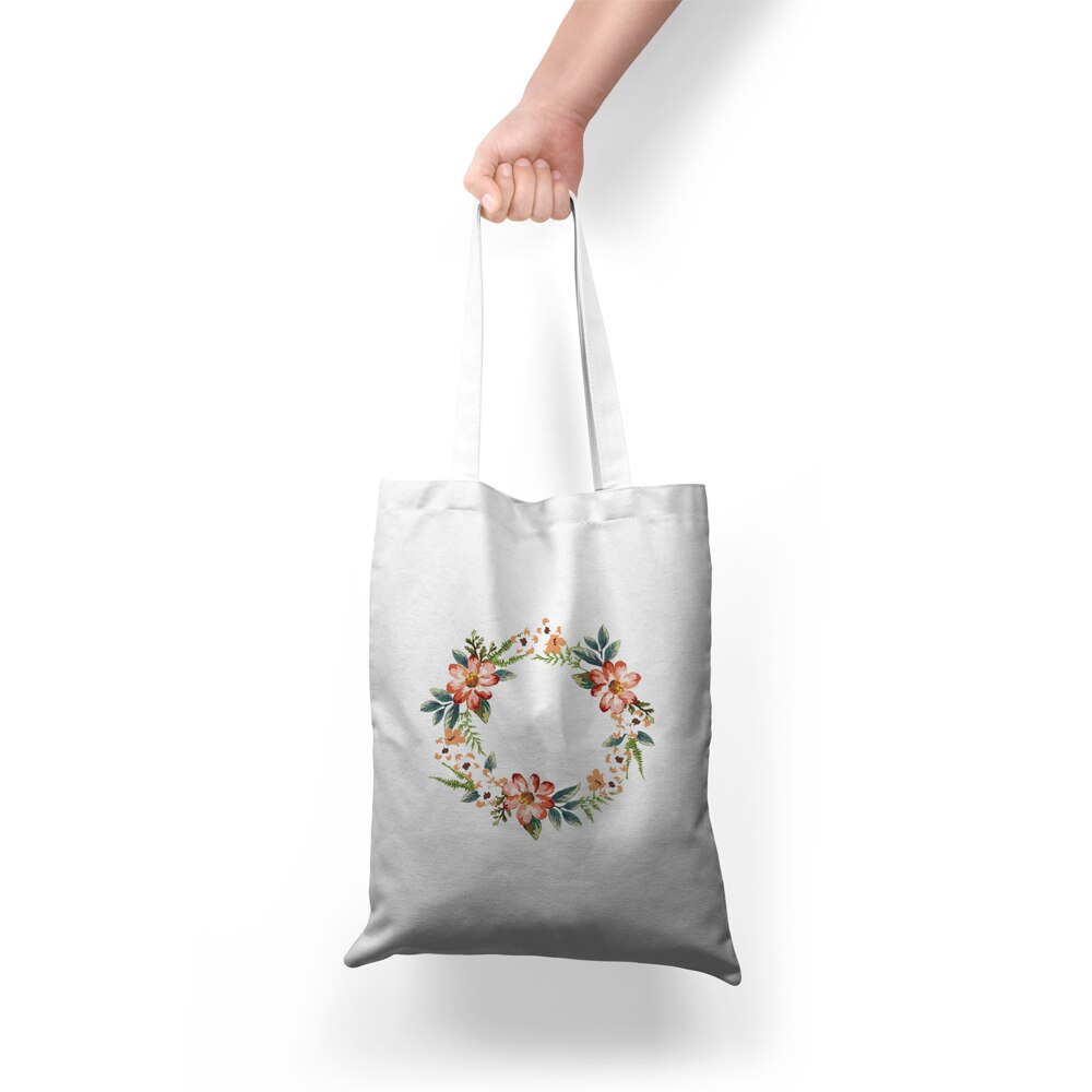 Bloemen Printing Boodschappentas Canvas Tote Bag Print Wit Schouder Bakken Voor Reizen Boodschappentassen Herbruikbare Eco Katoen Handtassen