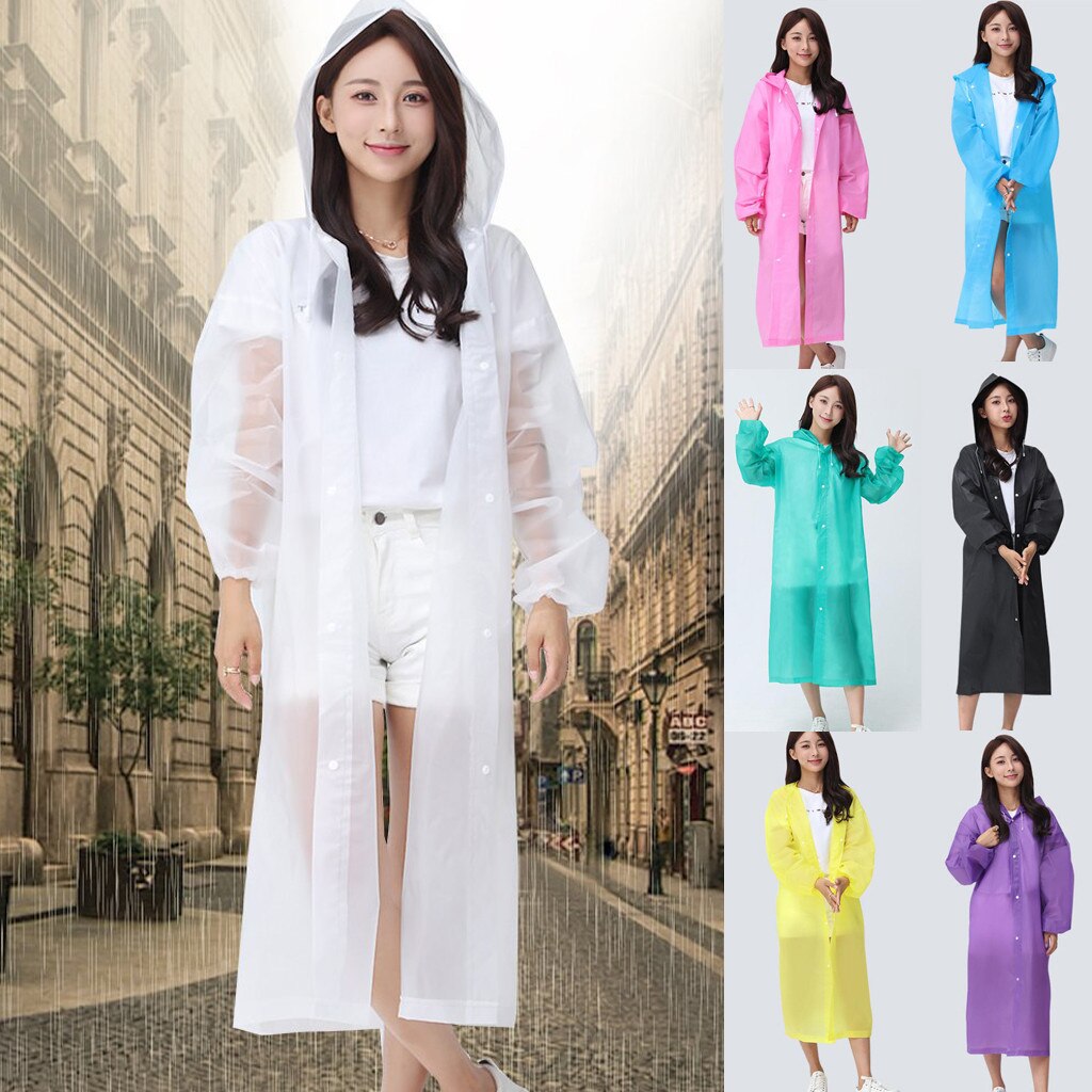 Raincoat Dress Women's Clothing Unisex Outdoor Travel Adult Raincoat Thick Transparent EVC Raincoat Pink Green