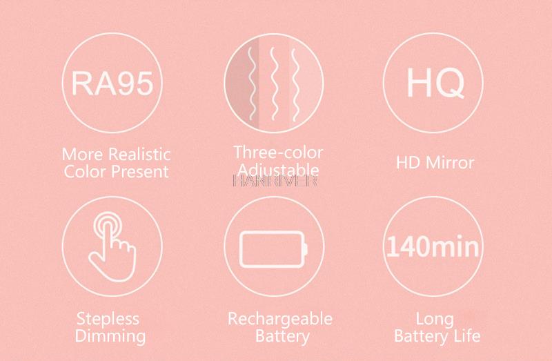 LED Makeup Mirror Backlit Circle Light Vanity Natural White Cosmetic Folding Adjustable Touch Screen Mirror Storage Base 3 Modes