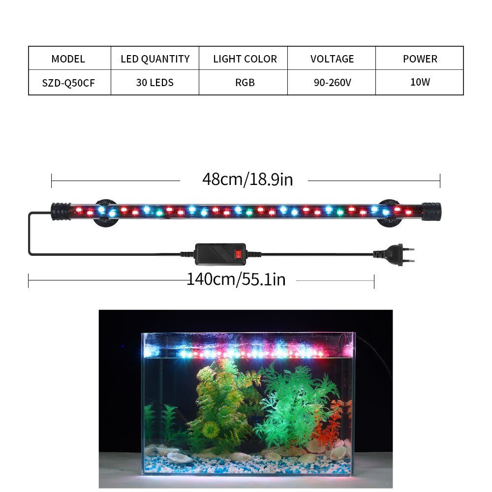Zeven Masterrgb Aquarium Licht 18-57Cm Afstandsbediening Duiken Lamp Kleurrijke Lamp 90-260V Lamp Voor planten Aquarium Amfibische Gebruik: SZDQ50CF