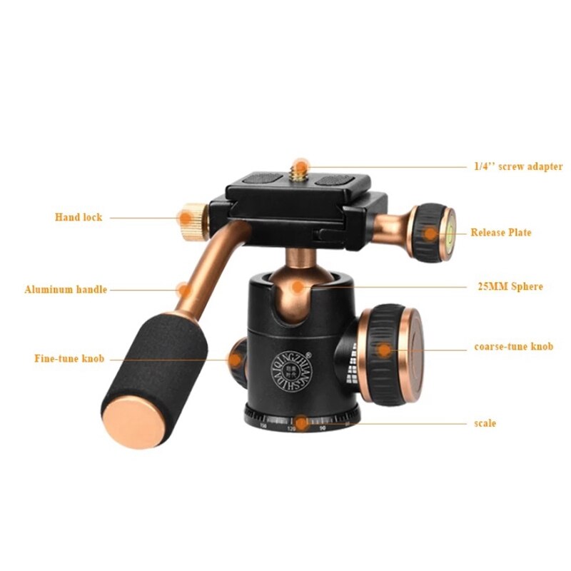 Q160 câmera de viagem profissional tripé bola cabeça lidar com pan cabeça compatibilidade para câmera digital