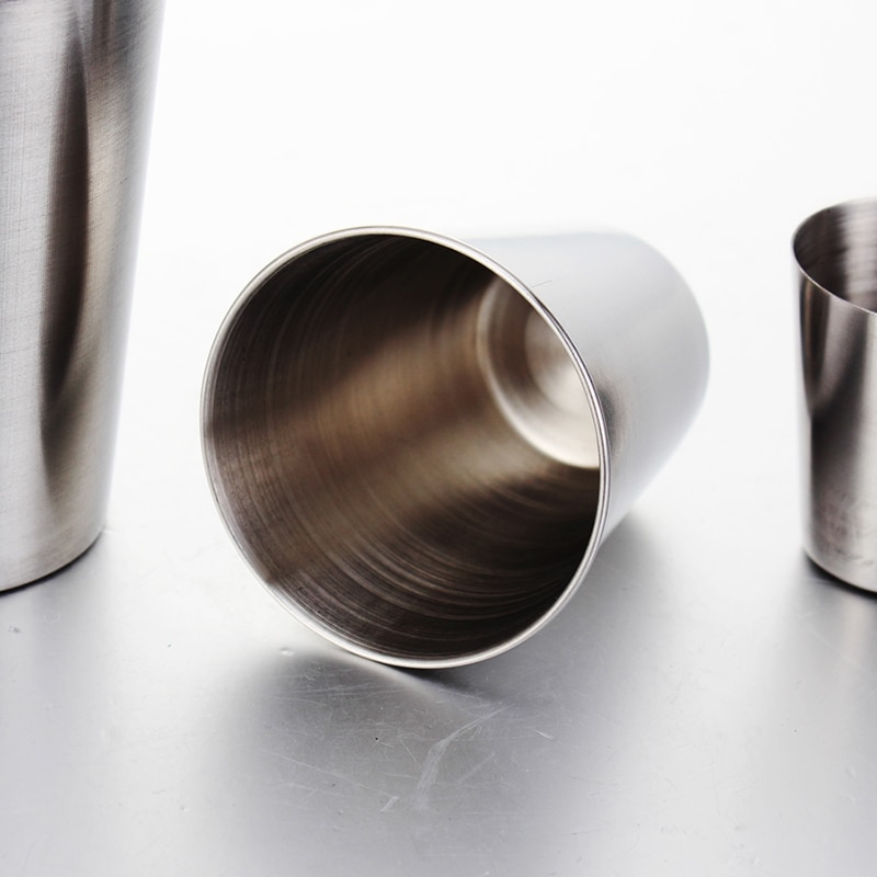 30ml/70ml/180ml/320ml de Metal de acero inoxidable taza vasos de cerveza de vidrio de vino blanco vaso tazas de leche de café y té de viaje taza de Camping