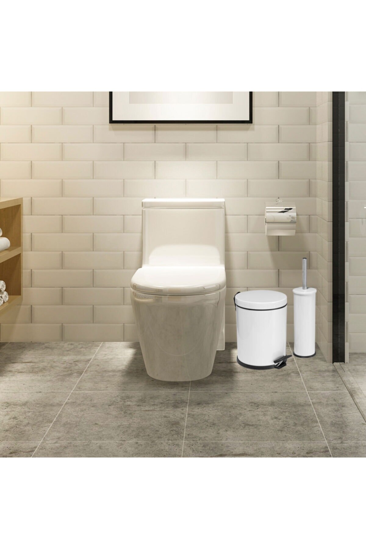 2 Li Garbage Bucket Bathroom Set White