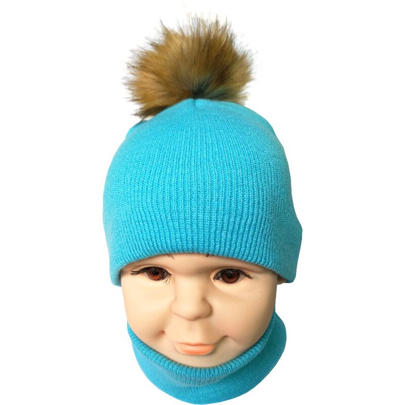 Efterår vinter børn tørklæde hat sæt drenge piger forår varm halstørklæde børn kasket sæt pompon bolde baby hat tørklæde