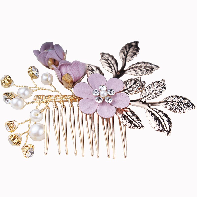 Perle Del Fiore di Cerimonia Nuziale Dei Capelli Pettini Accessori Per Capelli Oro Foglie di Spilli Sposa Damigella D'onore Capelli Ornamenti Dei Capelli Dei Monili Dei Capelli Hairwear