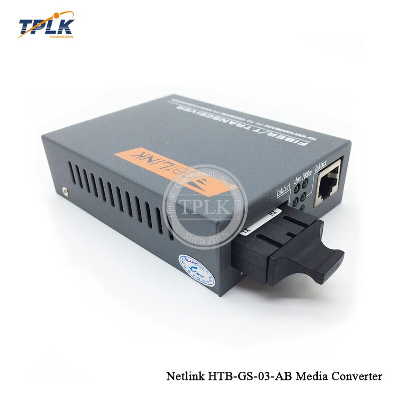 1Pair Gigabit Fiber Optical Media Converter Netlink HTB-GS-03 A/B 20km SC Port External Power Supply SM SingleFiber 1000Mbps