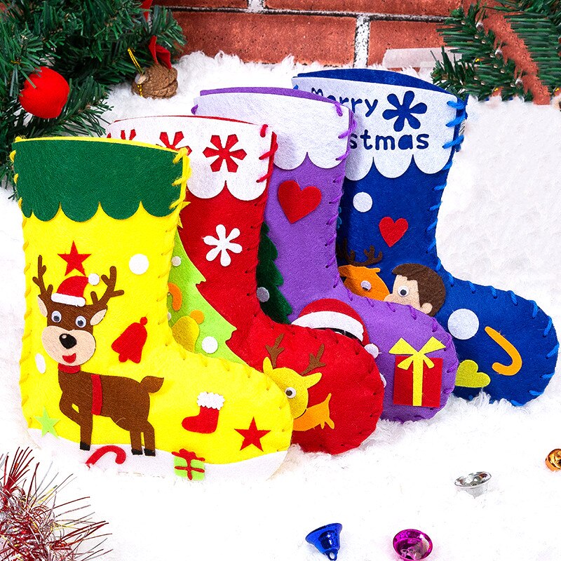 Non-woven Christmas Socks Sewing Socks Christmas Children DIY Handmade Materials Pack Kindergarten Handmade