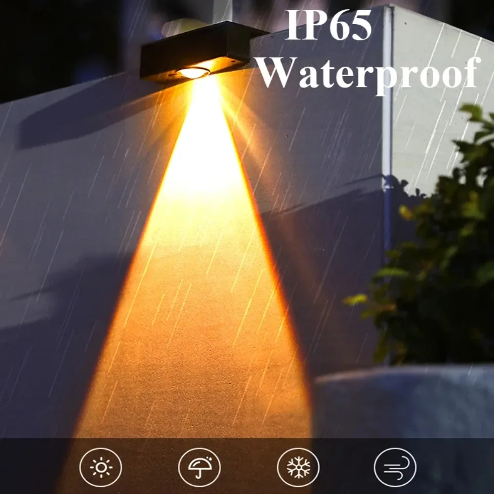 LED-wandlampen op zonne-energie Buiten draadloze lampen op zonne-energie IP65 Waterdicht zonne-heklicht Decoratief voor tuin Balkon Yard