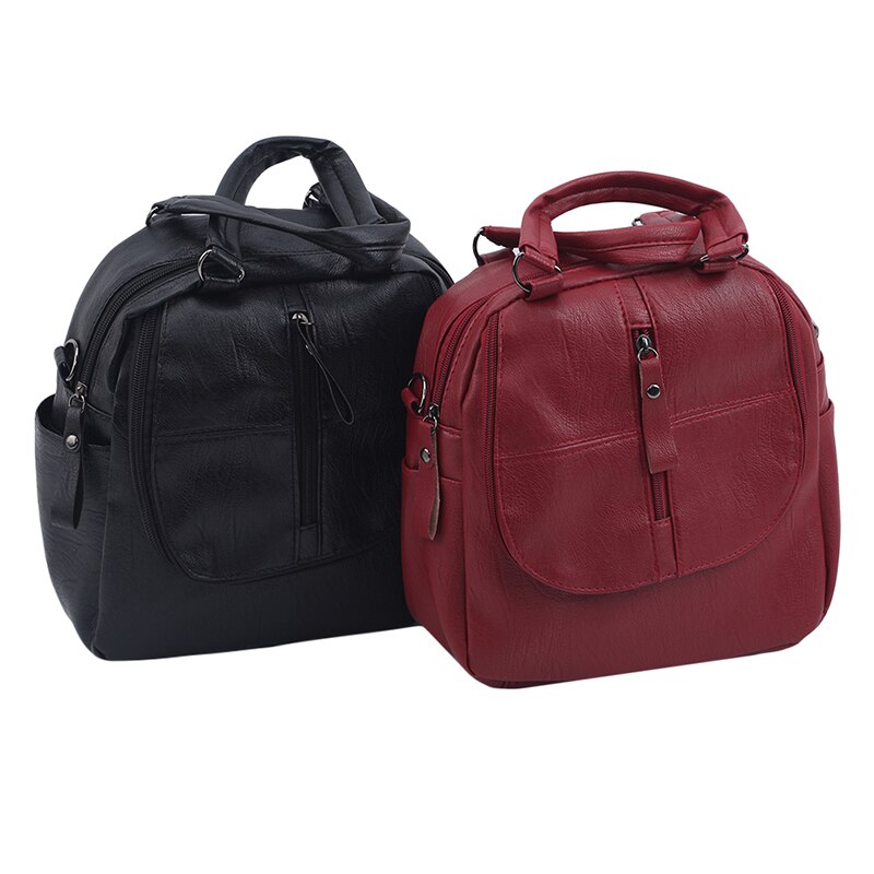 Brand Leather Women's Backpack School Bag Casual Backpack For Girls Double Zipper Leisure Shoulder Bags