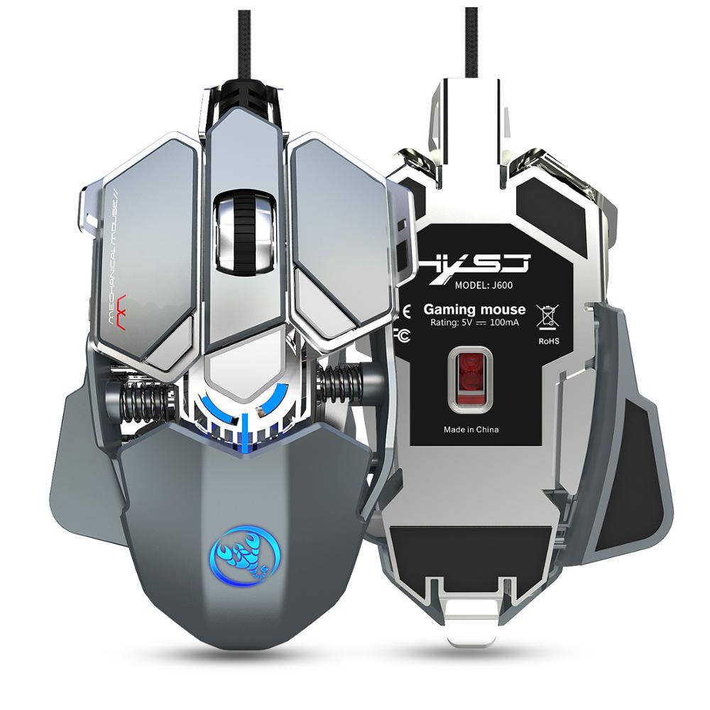 J600 eat chicken mechanische gamingmuis 6400 dpi 9- toetsen programmeerbare bedrade muis licht cool automatisch pistool voor pc-gamers