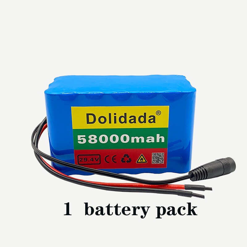 24V 58Ah 7s3p 18650 battery lithium battery 24v 58000mAh electric bicycle moped electric lithium ion Battery pack + 2A Charger: Blue
