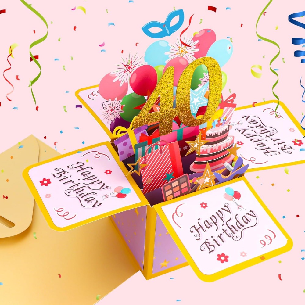 Happy Birthday Greeting Card With Envelope 3D Box 18th/30th/40th50th/60th Years Old Birthday Wishes Message Card Party