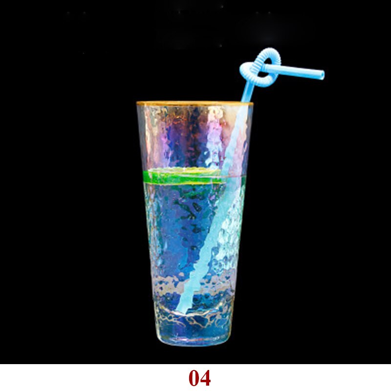 Set van  of 2-280ml/450ml veelkleurige waterglazen met gouden rand voor thuiskantoor, ochtendsap, drinkglazen, -92 glazen: 04-2 stuks