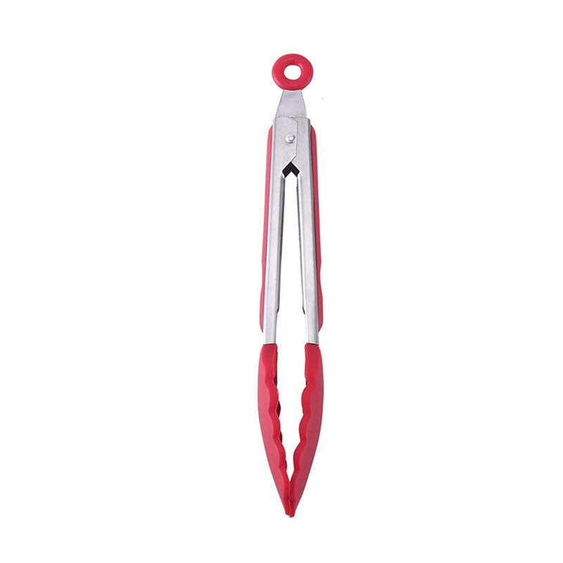 Siliconen Hoofd Barbecue Tang Keuken Tang Salade Koken Voedsel Grill Hittebestendige Food Grade FEA889: red