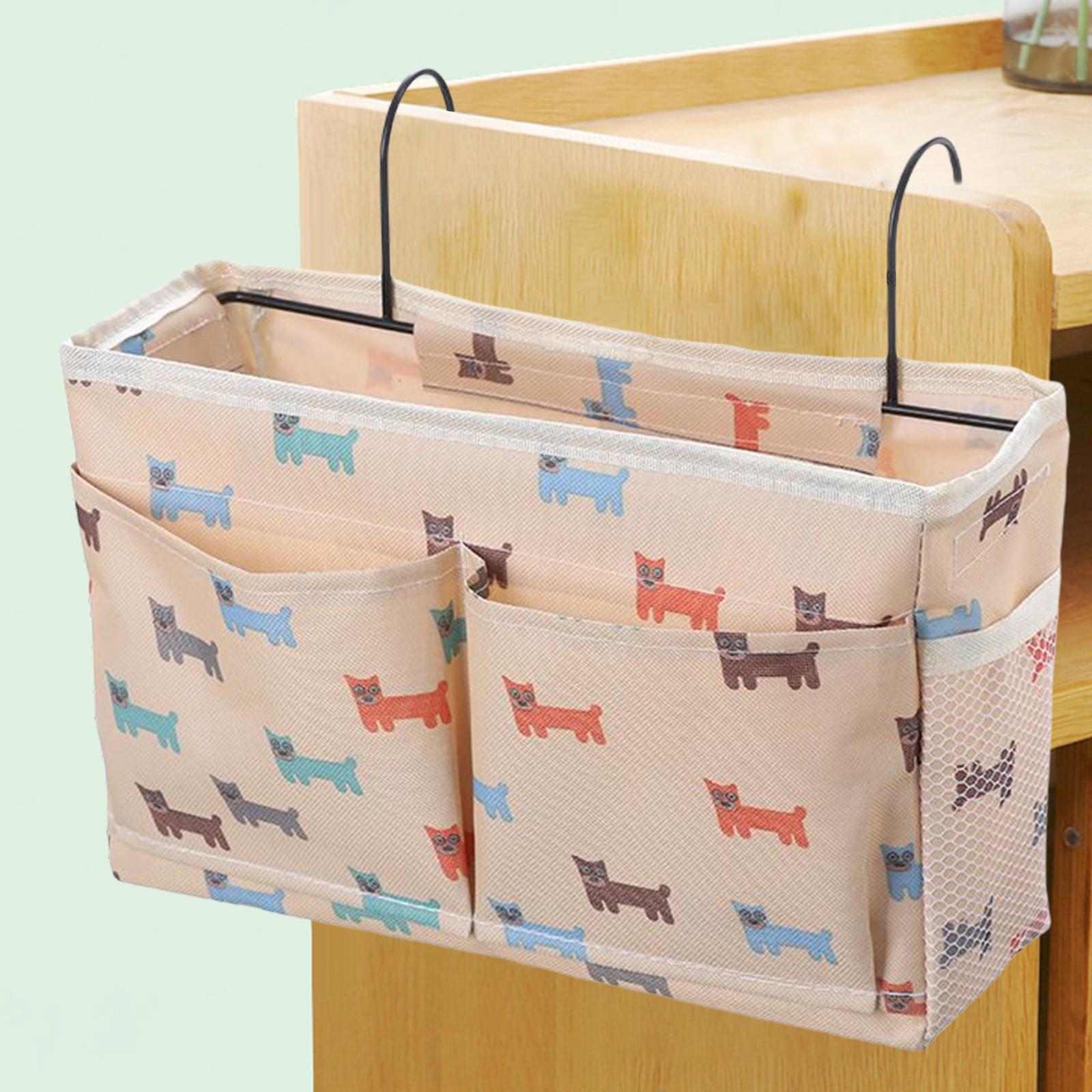 Sac de rangement à poche de chevet, lit superposé, organisateur de rangement, boîte à mouchoirs pour bébé, sac d&#39;articles divers, sac à pochette pour lunettes mobiles, rangement de livres: Beige Dog 