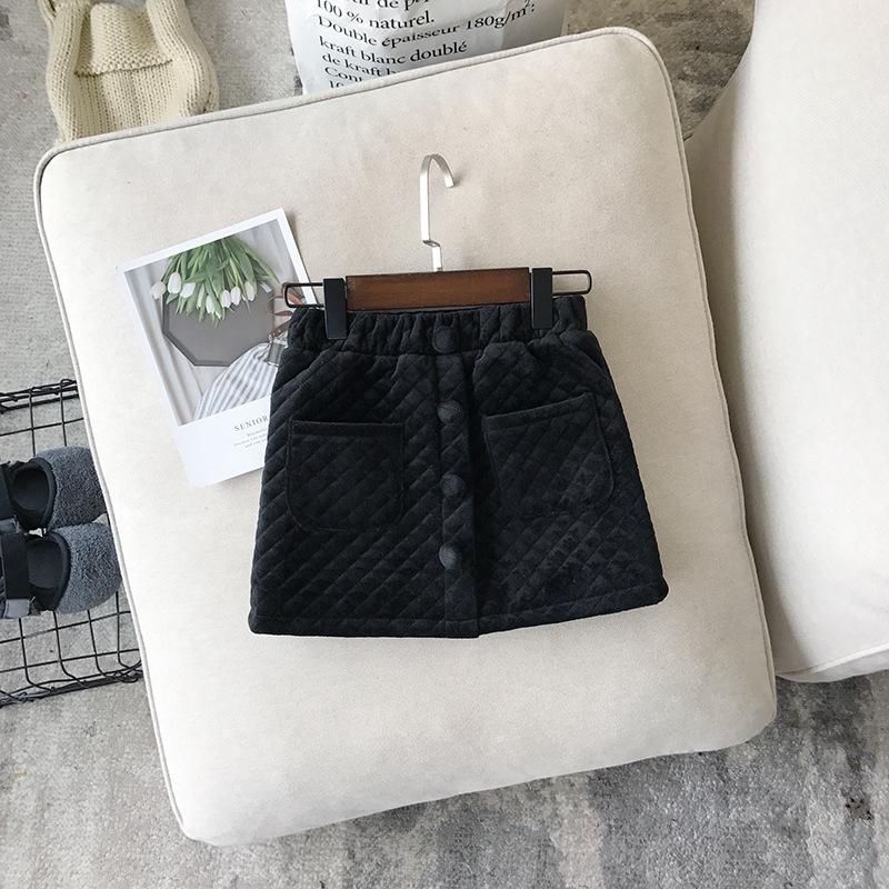 Bébé filles jupe enfant en bas âge enfants hiver épaissir jupes coton noir velours jupe enfants vêtements: 53005black / 5T